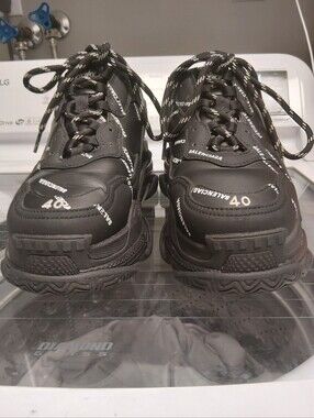 Balenciaga Black Triple S Lace-Up allover Logo Sneakers(Yes Their Real!!!)